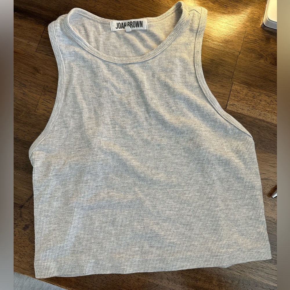 JOAH BROWN Racerback High Neck Crop Ribbed Tank